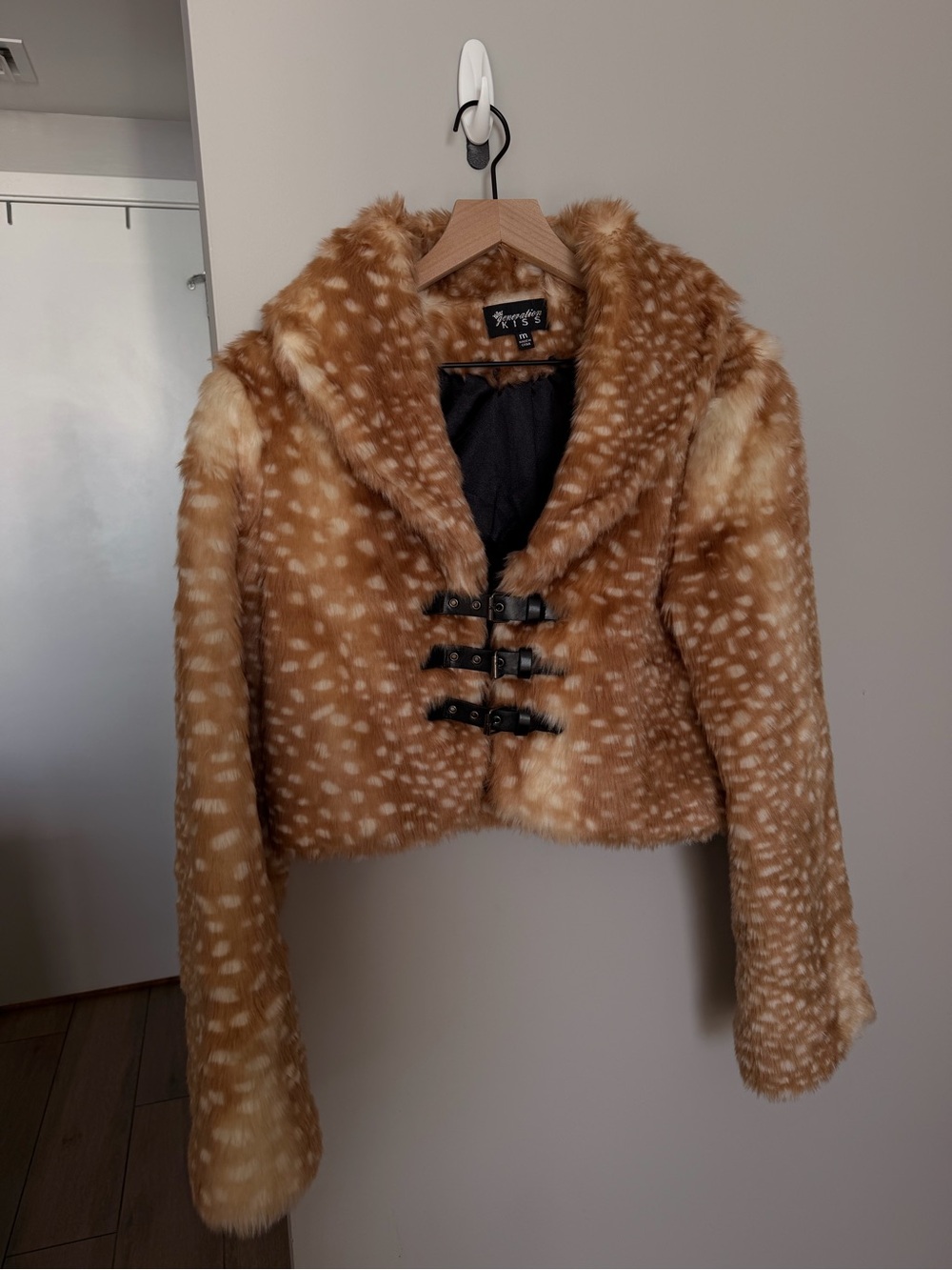 Forever 21 Faux-Fur Fawn-Print Cropped Jacket in Brown